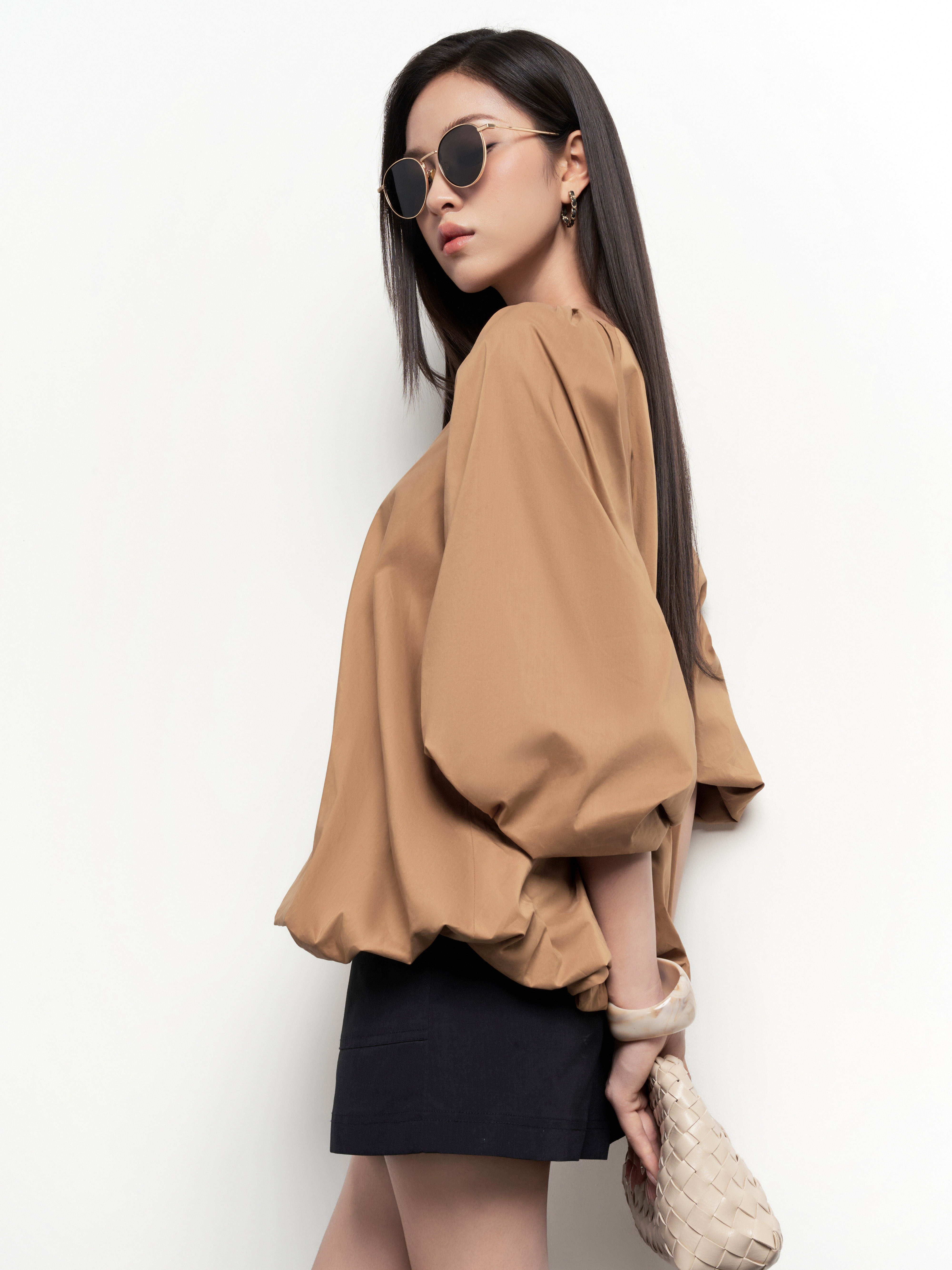 Áo cổ tim chun tay + gấu